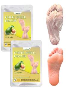 5双装足部去角质面膜 - 蕴含乳酸、尿素和苹果酸，具有去角质、保湿和滋养功效，软化足部粗糙的米色肌肤，令双足丝滑柔嫩 - 精华袜，足部护理，滋养去角质面膜，必备足部护理用品，修脚配件，天然牛油果和芦荟成分，保湿足膜，去除足部死皮 - 白色 - 查看 13