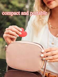 1pc Heart-Shaped Refillable Makeup Case With Mirror - Empty Palette & Lipstick Box, Portable Multifunctional Holder For Eyeshadow, Foundation, Concealer (Compatible With Most Lipsticks & Powders) - View 6