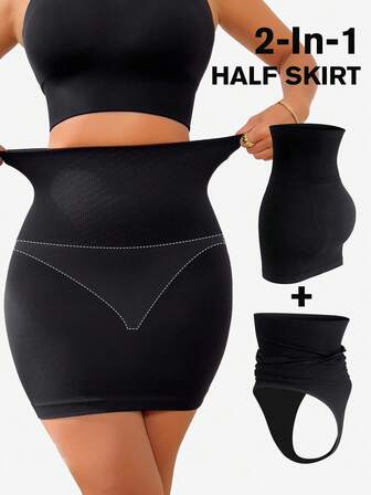 1 pieza para dar forma al Body de la mujer, mini falda moldeadora sin costuras que afina la cintura y el vientre, de dos en uno, puede usarse como falda exterior para dar forma al Body de la mujer