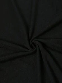 Camiseta de cuello redondo con diseño de patrón de corazón para mujeres - Estilo casual suelto, lavable a máquina, top para todas las estaciones, camiseta impresa divertida, material cómodo, excelente opción de regalo - Negro - Ver 3