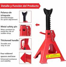 Torre Auto 2 Piezas 3 Toneladas Doble Se guro Altura 29-42 Cm - Rojo - Ver 3