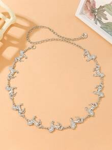 Vintage Copper Engraved Square Plate Waist Chain, Metal Decor Chain Belt, Women's Waist Cincher With Tassel Pendant, Suitable For Dresses & Shirts, Boho Retro Texture Versatile Styling Tool, Exquisite Details Elevate Fashion Taste, Niche Design Valentine's Day Accessories - Gold - View 9