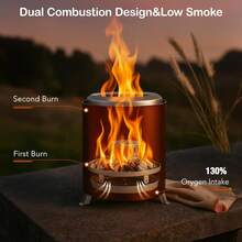 Portable Smokeless Tabletop Fire Pit – Stainless Steel Mini Fire Bowl With Travel Bag, Airflow Rack & Mat For Garden, Patio & Camping - Default - View 3