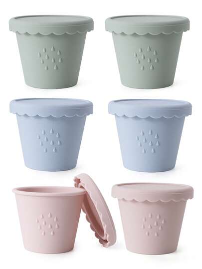 6 opakowań silikonowych pojemników do przechowywania żywności dla niemowląt, 4 uncje wielokrotnego użytku, małe pojemniki na przekąski, do zamrażania, z hermetycznymi pokrywkami, szczelne dla niemowląt i dzieci, słoiki do przechowywania żywności dla niemowląt, do mikrofalówki