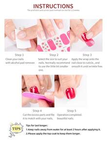 1pc Plain Nail Polish Strip, Pink Nails Multi-Colour Nail Stickers, Easy Manicure, Full Nail Kit Suitable For Ladies' Home DIY Nail Supplies - Multicolor - View 8