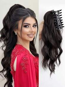 14 Inch Synthetic Wig Ponytail Women's Mid-Length Short Curly Hair Strap Style Curly Big Wave Wig Piece(Natural Black, Light Brown, Dark Brown, Brownish Black) - Multicolor - View 13