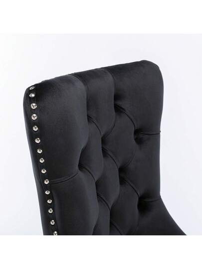 Moderne Dining Chairs, Premium Plush Solid Wood, Contemporary Fluwelen Upholstered Chairs Studded Head Set Of 2, Beige, Black, Grijs Available. view 8