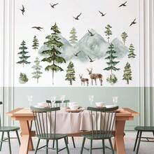 Mountain Wall Decals Large Pine Tree Wall Decals Peel And Stick Forest Tree Deer Birds Woodland Animal Decal Mountain Trees Stickers For  Room Nursery Decor,WoodlandAnimal - 林地動物 - 查看 4