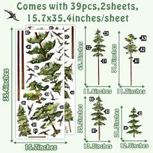 Large Pine Tree Wall Stickers Green Trees Wall Decals Peel And Stick Watercolor Birds Nature Giant Trees Decor Woodland Forest Sticker Green Tree Stickers For Living Room Bedroom Home Decor,WoodlandTree - 林地樹 - 查看 6