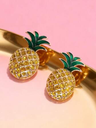 2个黄色水晶菠萝金属装饰品，时尚精致经典可爱DIY运动鞋配件，适合优雅性感女士约会鞋、靴子、运动鞋、服装别针、包包、家居装饰，用途广泛。