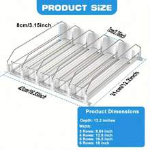 2pcs/Set Refrigerator Beverage Storage Organizer Rack, Automatic Soda Can Dispenser, Drink Pusher, White Striped Design, Upgraded Double-Layer Shelves With Positioning Clips - Multicolor - View 7