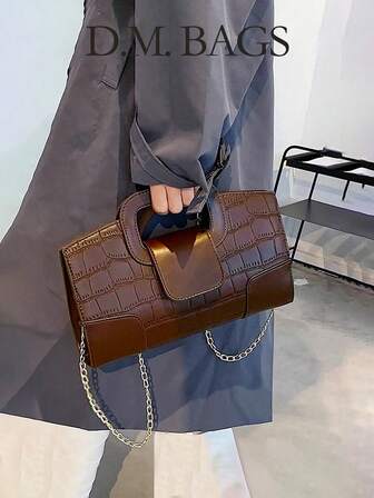 The Pattern Is Cut Randomly With The Fabric1 Piece PU Crocodile Pattern Women's Crossbody Bag, Women's Handbag, Shoulder Bag, Party Clutch Bag, Handbag, Wallet, Clutch Bag, Suitable For Dinner, Party, Party, Leisure, Shopping