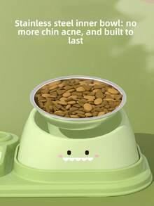 3-In-1 Cat/Dog Food & Water Bowl Set, Detachable Slanted Slow Feeder Bowl With Automatic Water Dispenser, Suitable For Cats And Small/Medium Dogs - Multicolor - View 6