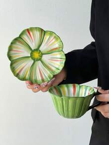 一套彩色线条花卉陶瓷咖啡杯碟，手绘可爱马克杯，适合居家聚会、装饰、生日、情人节、婚礼、派对、送礼等场合。 - 彩色 - 查看 14