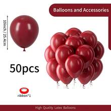 50/125个酒红色气球，尺寸包括18英寸、12英寸、10英寸、5英寸，栗色/紫红色气球拱门套装，适用于生日、新年、毕业典礼、周年纪念日、情人节、迎婴派对、性别揭晓派对、母亲节派对装饰 - 酒紅色 - 查看 15