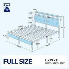 Bed Frame  With Charging Station, LED Bed With Upholstered Storage Headboard, Metal Platform Bed With Under Bed Storage, No Box Spring Needed, Noise Free, Easy Assembly, Black - Xem 8