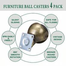 JGJC - Ruedas de laton envejecido de 1.5 pulgadas paquete de 4 unidades placa superior giratoria y ruedas pequeñas de bola clasico para patas de muebles gabinetes otomanas mesa de centro y - Cuarenta y un años - Ver 5