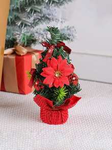1个迷你圣诞树装饰品，20厘米人造桌面摆件，适用于办公室、家居、圣诞礼物、圣诞装饰 - 彩色 - 查看 11