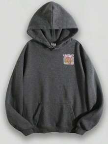 Women Winter ClothesEWH Distressed Washed Cotton Round Neck 270g Double-Sided Printing Men's Hoodie With Soft And Breathable Fabric, Presenting Neon - 灰色 2 - 查看 3