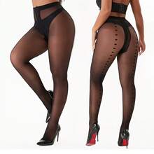 Sexy Women's Heart-Shaped Cutout Stockings For Formal And Casual Occasions - 黑色 - 查看 4