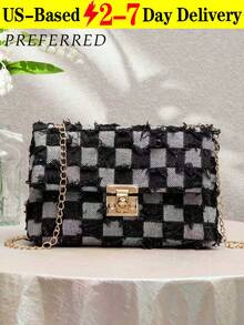 Women's Quilted Crossbody Bag, Stylish Shoulder Bag, Handbag, With Chain Shoulder Strap, Distressed Denim Crossbody Bag, Button Quilted Handbag, Women's Western-Style Wallet, Fashionable And Versatile, Suitable For Commuting, Shopping, Dates, Holiday Gifts, And Birthday Gifts. - 彩色 - 查看 4