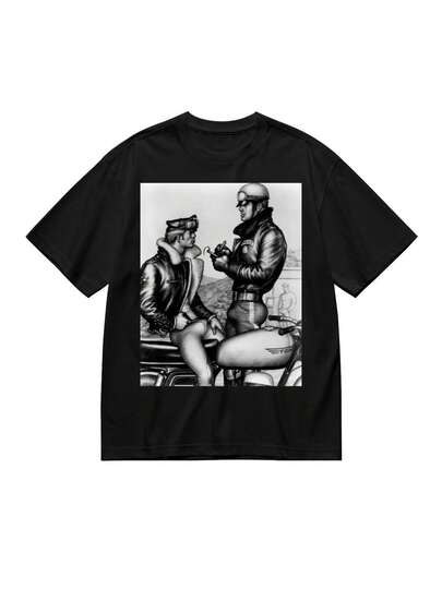 Ropa de verano para hombres Meganho Design Mizer & Tom Of Finland Camiseta de algodón para hombres Cuello redondo unisex Camiseta vintage de algodón, tacto suave y amigable con la piel, diseño transpirable y anti-deformación