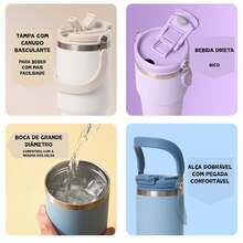 TYESO 1050ml (35 Oz) Vacuum Insulated Water Bottle With Handle, Stainless Steel Coffee Mug With Leak-Proof Lid And Straw. 100% Leak-Proof, Keeps Drinks Hot/Cold For 24 Hours Or Hot For 10 Hours. Suitable For Water, Iced Tea, Coffee, Smoothies And Other Beverages. Available In Various Colors. The Perfect Choice For Festive Or Birthday Gifts. - Marrom - 查看 7