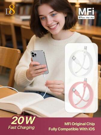 D8 USB-C 转 Lightning 充电线，MFi 认证充电线，TPE（1 米，3.3 英尺）USB 2.0 供电 C 型充电线，PD 快速充电兼容 14 Pro/13 Mini/13/12/11 Pro MAX/XR/XS/8/7/Plus/6S/SE/iPad 兼容 16、16 Pro Max、15、15 Plus、15 Pro、15 Pro Max，兼容 Redmi，兼容 OnePlus