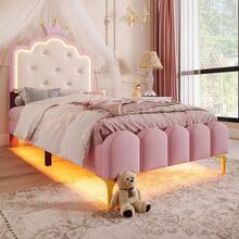 Kids Bed Frames, Headboards & Footboards - Pink + PU + 90cm*200cm - View 5