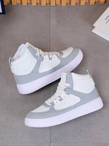 O pereche de pantofi sport casual pentru exterior, pantofi sport cu talpă groasă, pantofi tineri și la modă, pantofi de plajă înalți și pantofi albi - Argint - Vizualizare 5