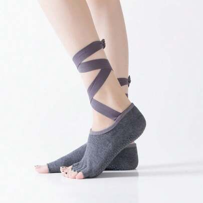 Extended Lace-Up Yoga Socks, Open-Toe Fashion Sports Yoga Socks