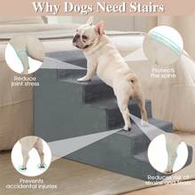 1pc Pet Stairs, 30D High Density Foam, Polyester Fiber Material, Dog Stairs, Suitable For Dogs To Get On Bed And Sofa, All Season, Friendly For Small Dogs, Removable And Washable Board, Non-Slip Oxford Cloth Bottom With Hook And Loop, 24-Hour Resilience - Dark Grey - View 9