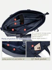 NEWHEY 15.6英寸男士商务公文包，大容量，求职面试包，防水皮革，双向通勤