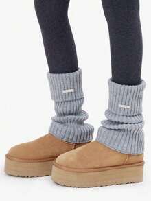 1 Paar einfarbige Stulpen, warme Socken, modisch und gemütlich, geeignet für Schuloutfit, Herbst/Winter, lässiges Einkaufen, Feiertage, Weihnachtsparty