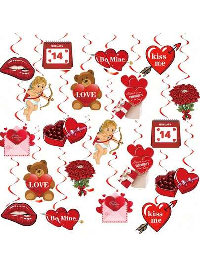 Valentinstag Hängende Wirbel Dekorationen Valentinsherz Süßigkeiten Wirbel Deckenaufhänger Dekoration für Party Zuhause Hochzeitstag Klassenzimmer Dekoration