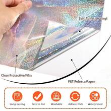 WRAPXPERT Holographic Silver Permanent Vinyl For , 12\ X5ft Glitter Vinyl Sparkle Silver Permanent, Easy To Peel & Transfer Glitter Adhesive Roll For , Crafts,12inchx5ft,GlitterSliver - 閃光銀 - 查看 7