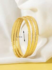 3pcs Girls' Unique Metal Geometric Chunky Rhombus Stackable Bangle Bracelets - Multicolor - View 6