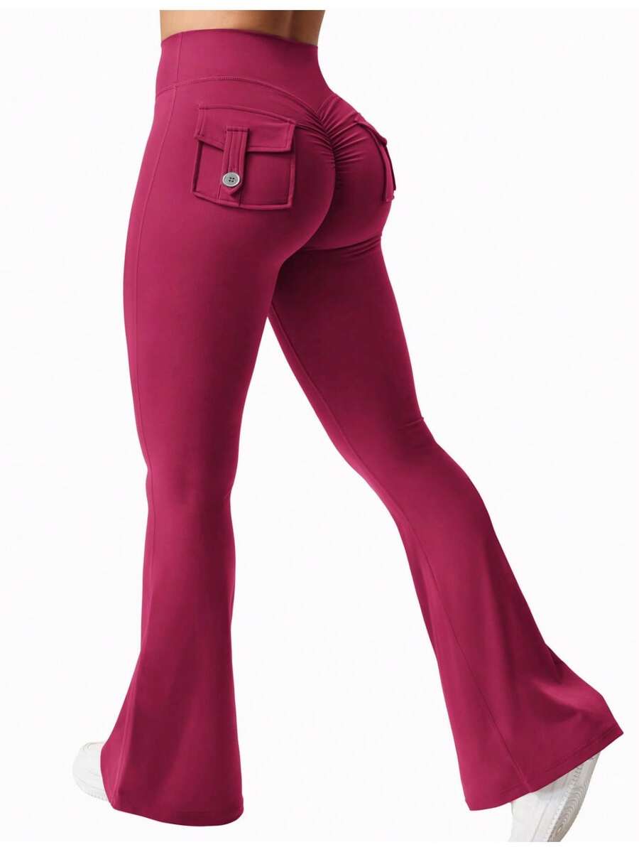 Winter Clothes For Women Leggings For Women Flare Leggings With Pockets For Women Scrunch Workout Leggings Butt Lifting Gym Yoga Pants,Winter Clothes For Women,Leggings For Women, Fall Clothes For Women Christmas Gifts - 玫瑰紅 - 查看 1