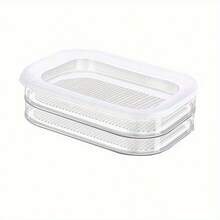 Stackable Meat Freezer Set With Lid-Vegetable, Fruit, Food Safety Refrigerator Finishing Box, Used For Cheese, Ham, Bacon, Meat Storage - Three Layers Of White - View 11