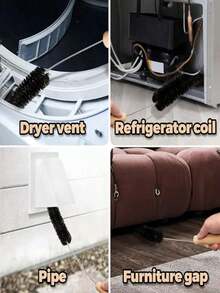 1 pezzo Spazzola flessibile con manico in legno lungo, adatta per pulire radiatori, asciugatrici, lavatrici, ecc. - Per la pulizia di radiatori piatti (stile casuale spedito)