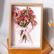 1pc 3D Hollow Dried Flower Specimen Photo Frame DIY Butterfly Eternal Flower Paper Rose Framing, Does Not Include Any Accessories