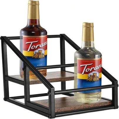 YQBRAO Coffee Syrup Rack Organizer, 3-Tier 12 Bottles Syrup Rack For Coffee Bar,Syrup Stand For Kitchen Coffee Station,Syrup Holder,Liquor Bottle Display Shelf
