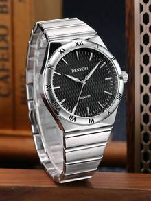 1pc Fashion Men's Business Wrist Watch, Minimalist Steel Band Waterproof Luminous High-Quality Men's Quartz Watch - Multicolor - View 3