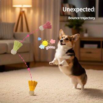 1个狗狗羽毛球咀嚼玩具 - 耐用洁齿零食分配器，互动慢食球，适合小型犬、大型犬和幼犬，宠物咀嚼训练玩具，适合日常玩耍