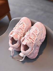 Los niños de doble malla zapatos deportivos femeninos un pie estribo zapatos casuales niños fondo suave zapatos individuales marea pops zapatos - Rosa - Ver 3