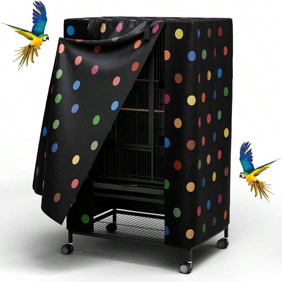 Nighttime Bird Cage Covers With Zipper Panel Blackout Birdcage For Winter Universal Breathable Large Good Night Enclosure For Bird Polka Dot 33x23x41 Inch - Ideal For Cold Weather Protection Ensures Restful Sleep Promotes Bird Health And Comfort With Enhanced Privacy And Temperature Regulation - Dài 33x23x41 inch - Xem 1
