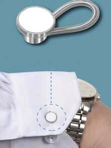 1pc Men's Shirt Collar & Cuff Extension Buttons, Elastic Shirt Button Extender Spring Clips, Unisex - 1pc White - View 2