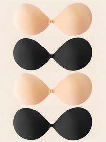 2 / 1 Pack Solid Color Adhesive Bra Thin Padded Push Up Nipple Covers Women Backless Strapless Bra Seamless Self-Adhesive Silicone Nipple Covers Wedding Lingerie For Daily Use - Multicolor - View 1