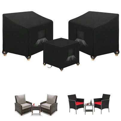 SIRUITON 3 Piece Outdoor Veranda Patio Garden Furniture Cover Set With 600D Durable And Water Resistant Fabric,Fit For Outdoor Wicker Patio Furniture Sets/Rattan Chair Conversation Sets-Balck,One-Size,Balck-600d