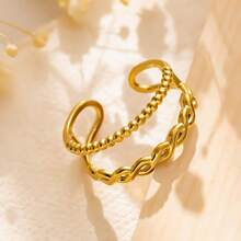 Double-Layer Stainless Steel Stacked Ring, A Versatile Jewelry Accessory Suitable For Both Men And Women, Perfect For Daily Wear And An Excellent Gift For Special Occasions. - Yellow Gold - View 5